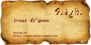 Irsai Ágnes névjegykártya
